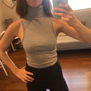 Kimchi Blue ribbed grey turtleneck crop top